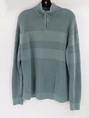 Theory sweater mens Large Walton Trooper Eco Breach 1/4 Zip Pullover green knit